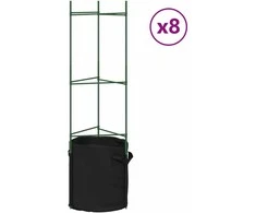 Pomidorų narvai su augalų maišeliais, 6vnt., 116cm, plienas/PP