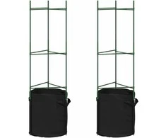 Pomidorų narvas su augalų maišeliu, 2vnt., 116cm, plienas ir PP