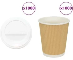 popieriniai kavos puodeliai su dangteliais 1000 vnt 8oz 200ml
