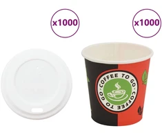 Popieriniai kavos puodeliai su dangteliais, 1000 vnt., 120 ml, 12 uncijų