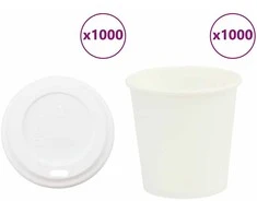 popieriniai kavos puodeliai su dangteliais 1000 vnt 4oz 100ml