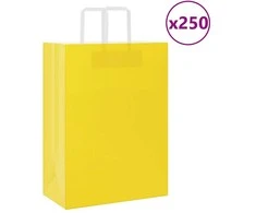 Popieriniai maišeliai 250vnt. su rankenomis geltonos 32x17x44cm