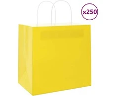 Popieriniai maišeliai 250vnt. su rankenomis geltonos 26x17x25cm