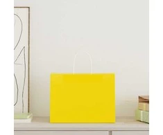 Popieriniai maišeliai 250vnt. su rankenomis geltonos 32x17x25cm