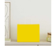 Popieriniai maišeliai 250vnt. su rankenomis geltonos 32x22x24cm