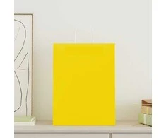 Popieriniai maišeliai 250vnt. su rankenomis geltonos 32x12x42cm