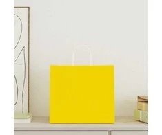 Popieriniai maišeliai 250vnt. su rankenomis geltonos 32x22x28cm