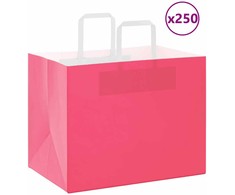 Popieriniai maišeliai 250vnt. su rankenomis, rožinis 32x22x24cm