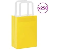 Popieriniai maišeliai 250vnt. su rankenomis geltonos 15x8x21 cm
