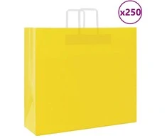 Popieriniai maišeliai 250vnt. su rankenomis geltonos 54x15x49cm