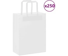 Popieriniai maišeliai 250vnt. su rankenomis, baltas, 21x11x28cm