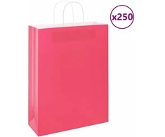 Popieriniai maišeliai 250vnt. su rankenomis, rožinis 32x12x42cm