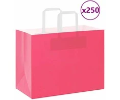 Popieriniai maišeliai 250vnt. su rankenomis, rožinis 32x17x25cm