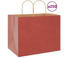 Popieriniai maišeliai 250vnt. su rankenomis raudonos 32x22x24cm
