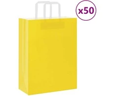 Popieriniai maišeliai 50vnt. su rankenomis, geltonos 26x12x35cm