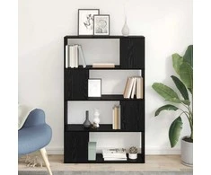 TV staliukas TV spintelių komplektas Juoda 80 x 24 x 125 cm Apdirbta mediena