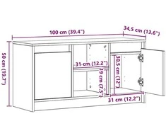 TV staliukas TV vienetai 100 x 34 x 50 cm Ruda Apdirbta mediena