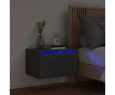 Prie sienos montuojama naktinė spintelė su LED, juoda
