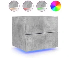 Prie sienos montuojama naktinė spintelė su LED, betono pilka