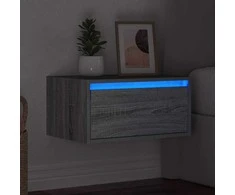 TV staliukas Prie sienos montuojama naktinė spintelė su LED, pilka ąžuolo