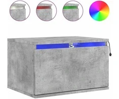Prie sienos montuojama naktinė spintelė su LED, betono pilka