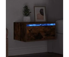 TV staliukas Prie sienos montuojama naktinė spintelė su LED, dūminio ąžuolo