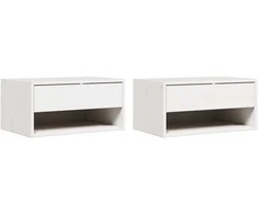 Naktinis staliukas 2 pcs Balta 50 x 32,5 x 24 cm Pušies masyvas