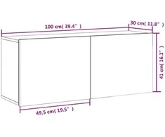 TV staliukas Prie sienos montuojama TV spintelė, ąžuolo spalvos, 100x30x41cm