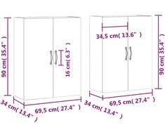 Prie sienos montuojamos spintelės, 2vnt., betono, 69,5x34x90cm