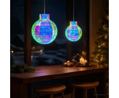 Prizminis iridiscentinis LED kalėdinis rutulys 2 vnt.