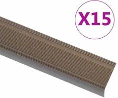 Profiliai laiptams, 15vnt., rudi, 100cm, aliuminis, L formos