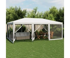 Proginė palapinė su 10 tinklinėmis sienomis, balta, 6x4m, HDPE