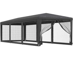 Proginė palapinė su 8 sienomis, antracito, 3x9m, HDPE
