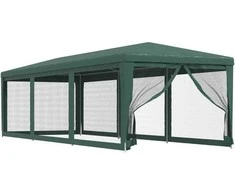 Proginė palapinė su 8 tinklinėmis sienomis, žalia, 3x9m, HDPE