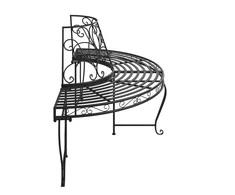 Pusapvaliai suoliukai aplink medį, 2vnt., juodi, 160cm, plienas