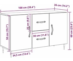 Kabalas Juodas ąžuolas 100 x 36 x 60 cm Apdirbta mediena