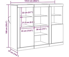 LED Bufetas Senas medis 123 x 37 x 100 cm Apdirbta mediena