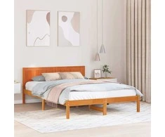 Lova Lovos rėmas Ruda 150 x 200 cm Pušies medienos masyvas