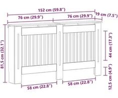 Radiatoriaus dangtis Pilka Sonoma 152 x 19 x 81,5 cm