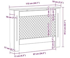 Radiatoriaus uždangalas, baltos sp., 112x19x81,5cm, MDF
