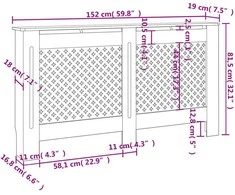 Radiatoriaus uždangalas, baltos sp., 152x19x81,5cm, MDF