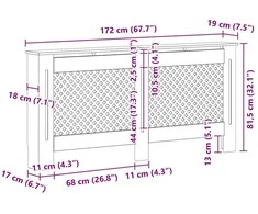 Radiatoriaus uždangalas, baltos sp., 172x19x81,5cm, MDF
