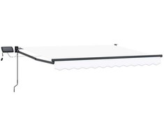 Rankinė ištraukiama markizė su LED Balta ir antracito 2,5 x 2 m