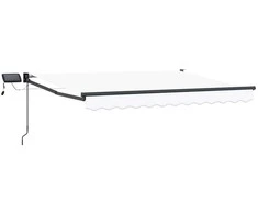 Rankinė ištraukiama markizė su LED Balta ir antracito 3,5 x 2 m