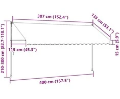 Rankinė ištraukiama markizė su LED, geltona ir mėlyna, 400cm