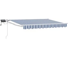 Rankinė ištraukiama markizė su LED Mėlyna ir balta 3,5 x 2,5 m