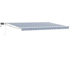 Rankinė ištraukiama markizė su LED Mėlyna ir balta 4 × 3 m
