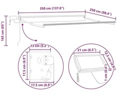 Rankinė ištraukiama markizė su LED Mėlyna ir balta 3,5 x 2,5 m