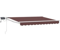 Rankinė ištraukiama markizė su LED Ruda ir balta 3 x 2,5 m