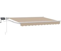 Rankinė ištraukiama markizė su LED Bežinė ir balta 3,5 x 2,5 m